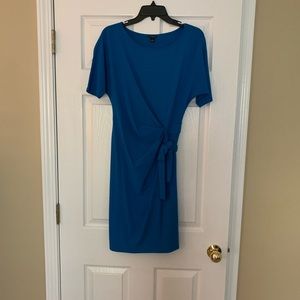 Ann Taylor blue knit wrap dress.